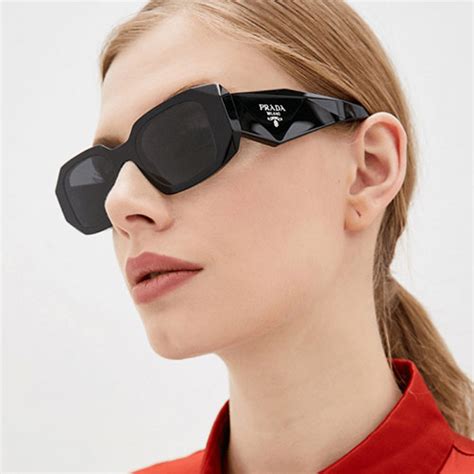 prada sunglasses pr 17ws 1ab5s0 black gray woman|Prada Symbole Rectangular Women's Sunglasses, PR 17WS.